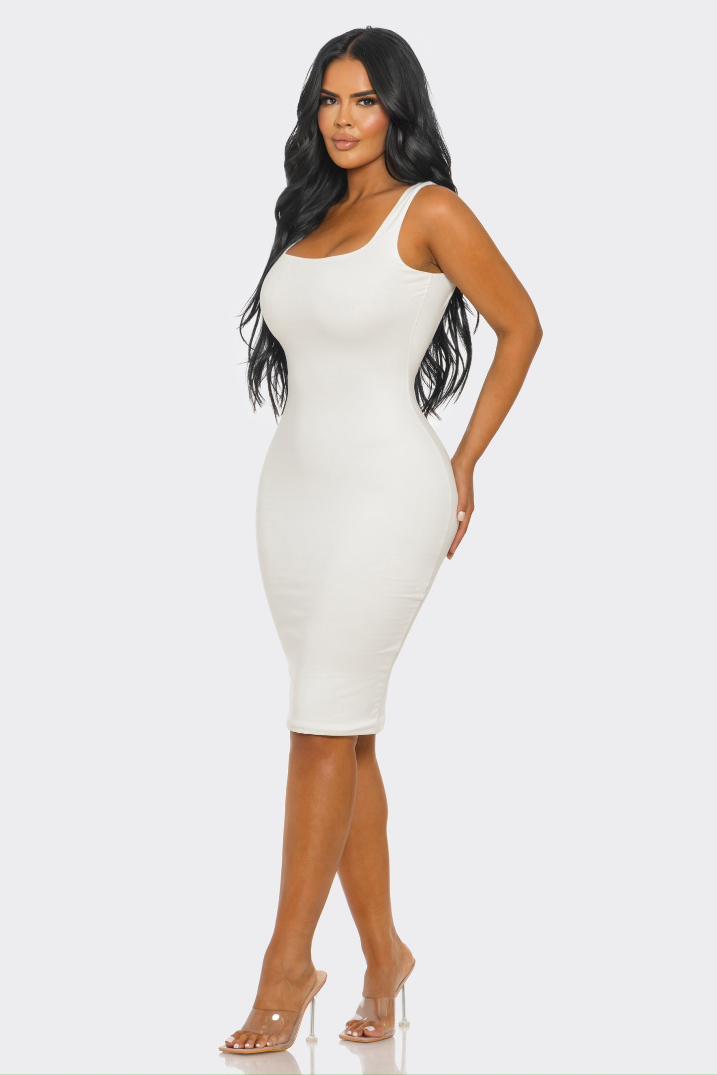 Gia Midi Dress- Available in Light Pink, Latte & White