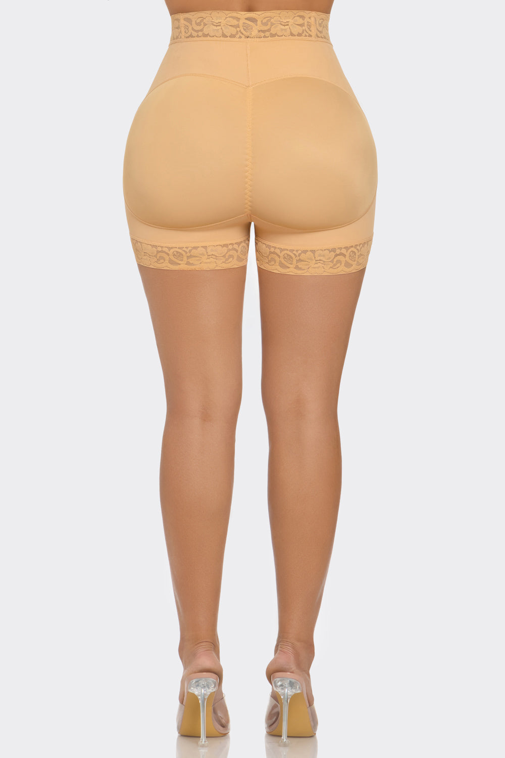 Mid-Waist Lace BBL Shorts #67 -Skin