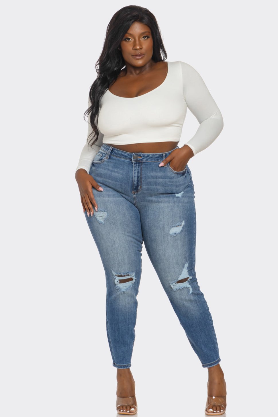 Chantal Jeans Plus- Medium Denim