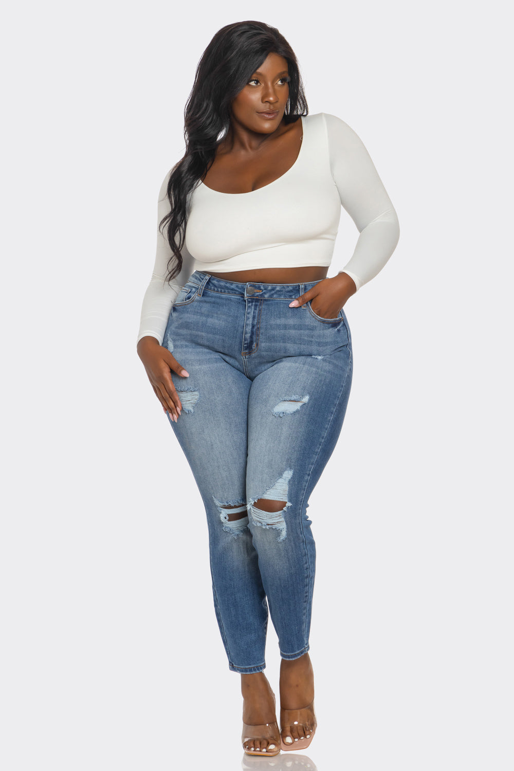 Chantal Jeans Plus- Medium Denim