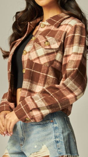 Andy Flannel Jacket- Brown/Pink