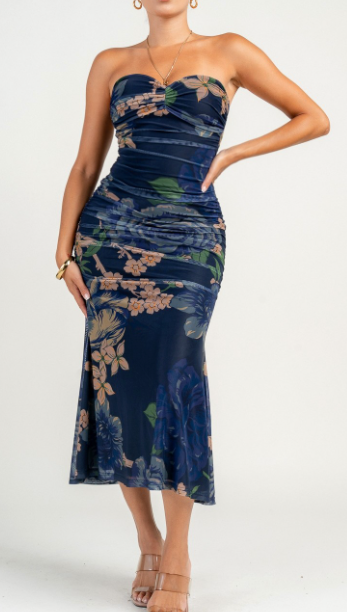 Charm Point Dress- Navy