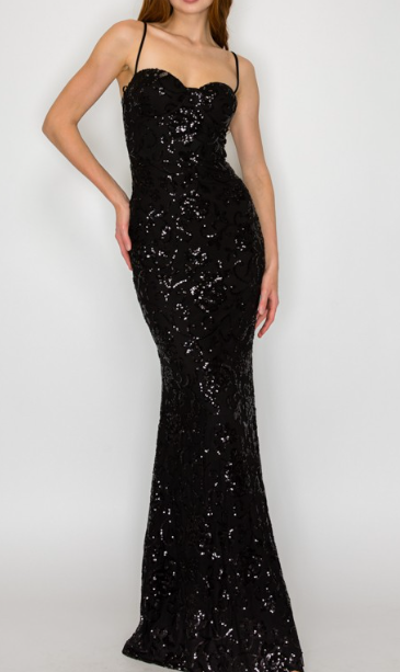 Glamour Glow Dress- Black