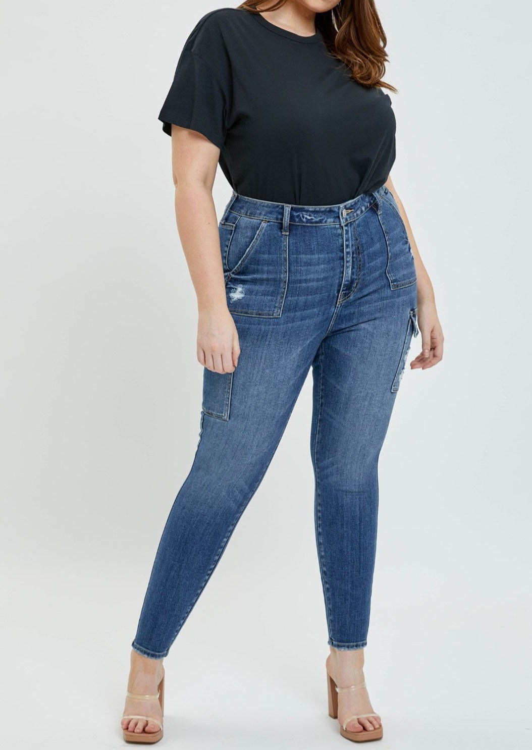 Carol Cargo Jeans Plus-Dark Denim