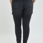 Heather Cargo Jeans Plus- Black
