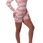 Heart Holiday Print Romper -White/Red Multi