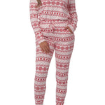 Heart Holiday Print Pajamas Set-White/Red Multi