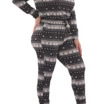 Jovie Plus Size Holiday Print Pajamas Set -Black/Grey Multi