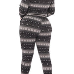 Jovie Plus Size Holiday Print Pajamas Set -Black/Grey Multi