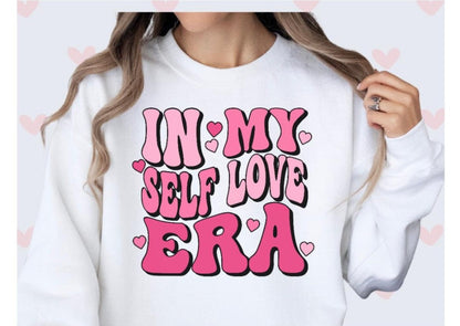 In My Self Love Era Crew Neck-White