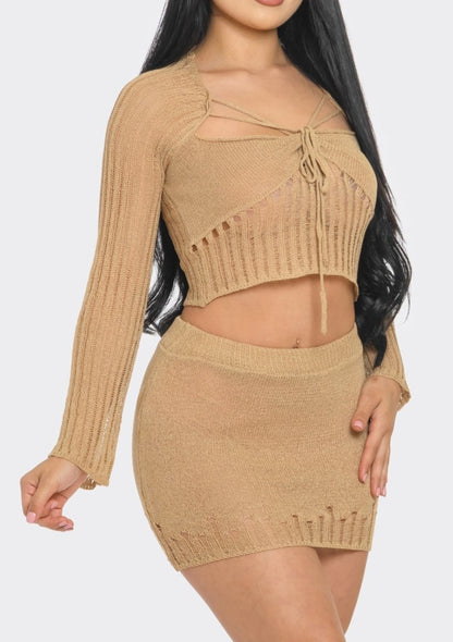 Becca Skirt Set-TAUPE