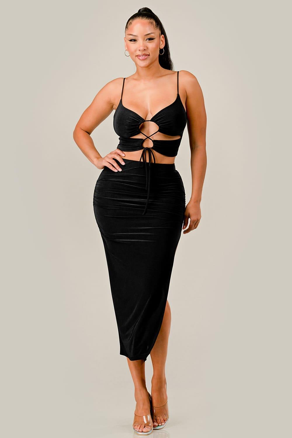 Wanda Skirt Set- Available In Black & Green