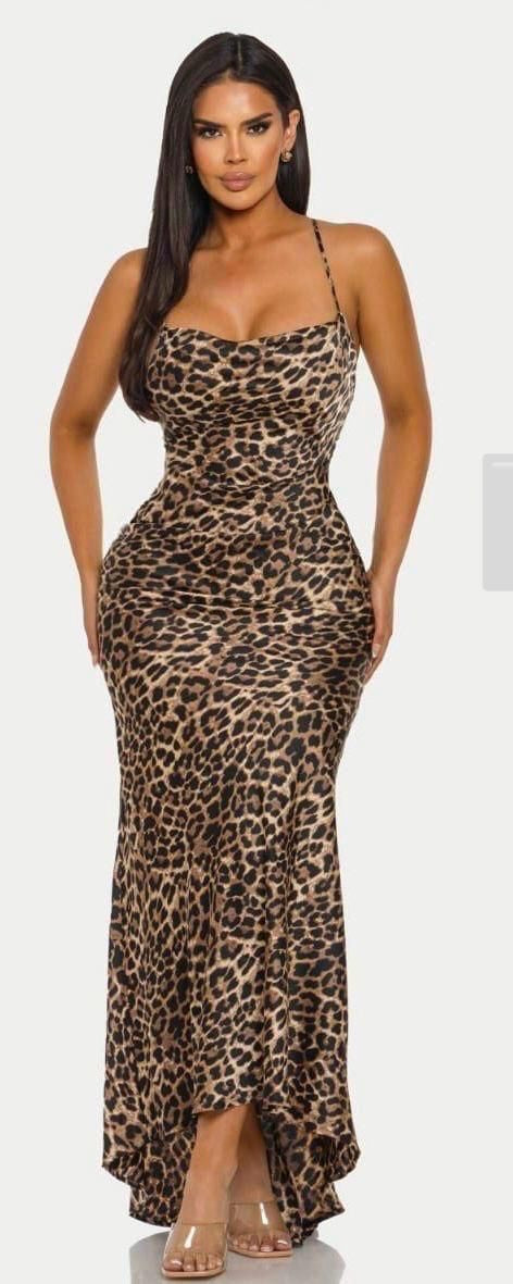 Whispering Silk Dress- Leopard Print