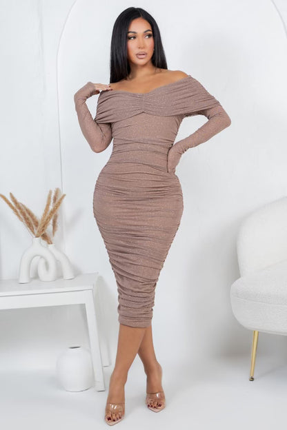 Chic Charm Midi Dress- Available in Black, Burgundy & Latte