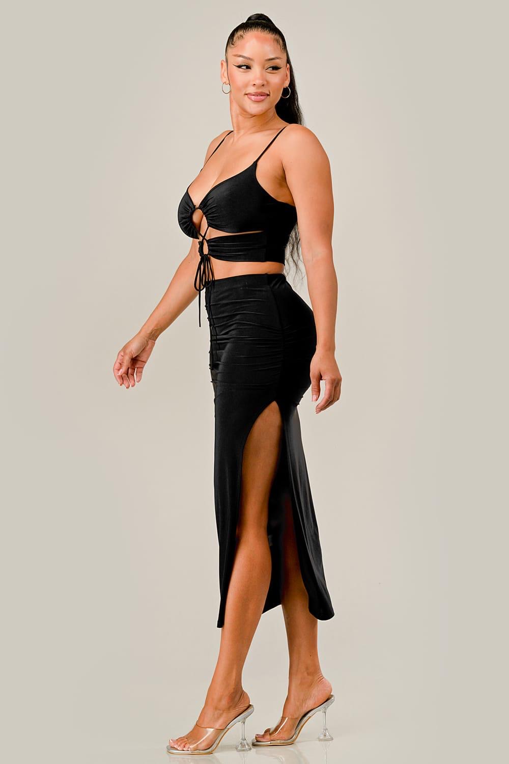 Wanda Skirt Set- Available In Black & Green