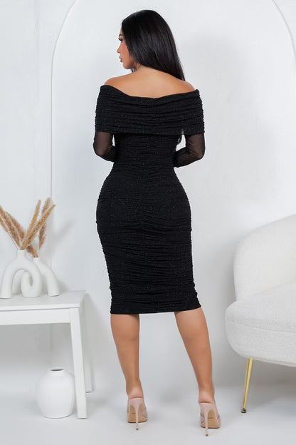 Chic Charm Midi Dress- Available in Black, Burgundy & Latte