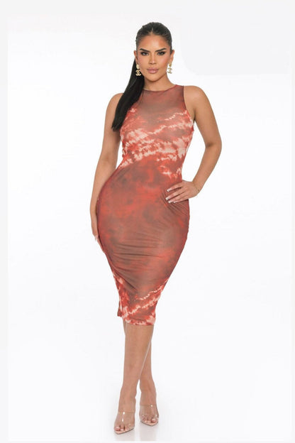 Amber Midi Dress- Rust