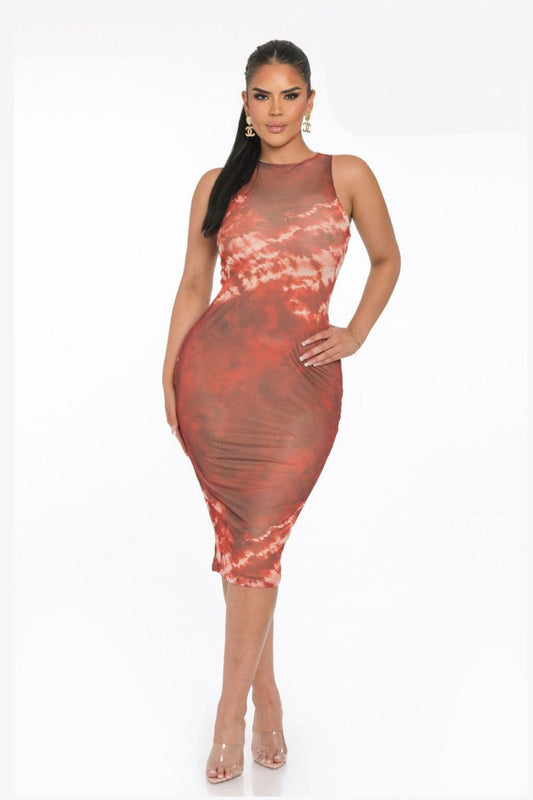 Amber Midi Dress- Rust