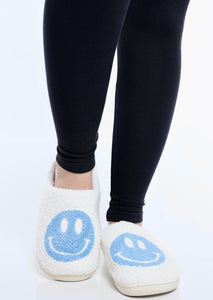 Blue Smiley Face Slippers