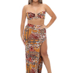 Yailin Mini Top & Long Skirt Set- Brown Print