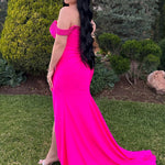 Fuchsia Off The Shoulder Gown